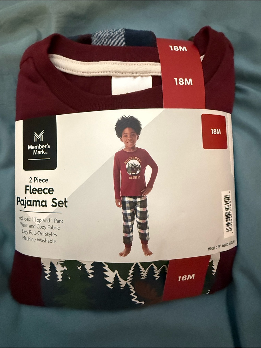 Member's Mark Toddler Burgundy Fleece Pajama Set - 18M